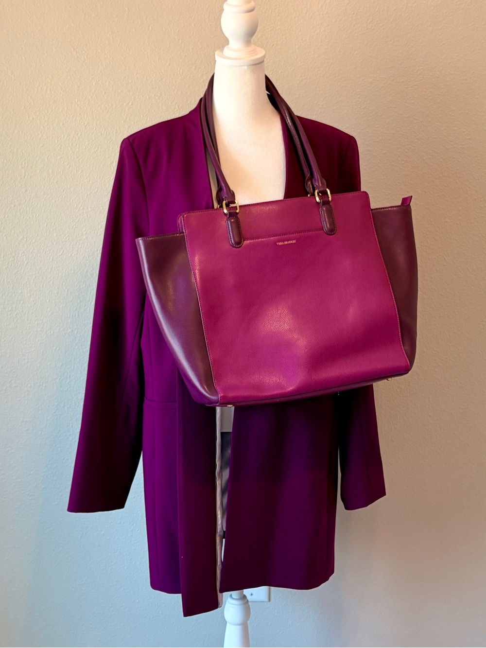 Calvin Klein Women's Open Front collarless Longline Blazer Jacket Magenta Purple - Picture 3 of 12